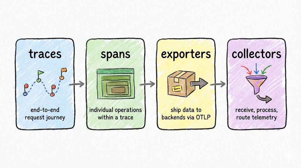 OpenTelemetry Basics — Traces, Spans, Exporters, Collectors