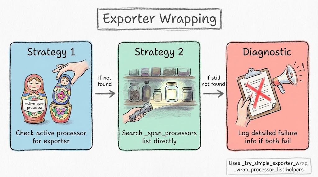 Exporter Wrapping Strategy — strategies for different OTel SDK versions